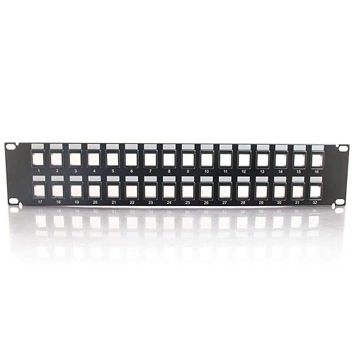C2G 03860 32-Port Blank Keystone/Multimedia Patch Panel, Black
