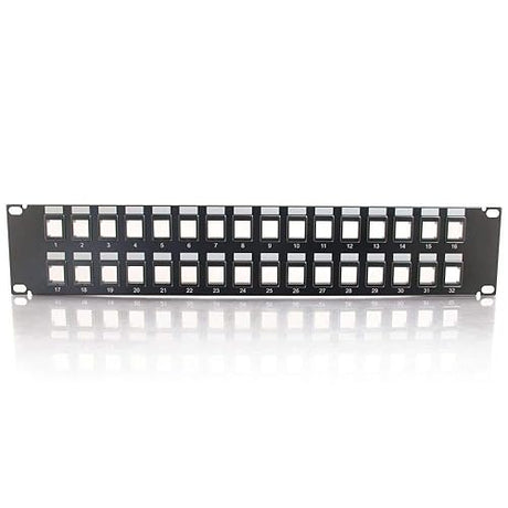C2G 03860 32-Port Blank Keystone/Multimedia Patch Panel, Black