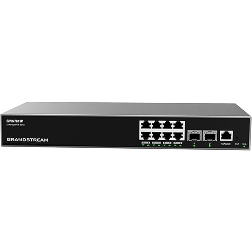 Grandstream GWN7811P Enterprise Layer 3 Managed PoE Network Switch, 8 x GigE, 2 x SFP+. 8 POE Ports