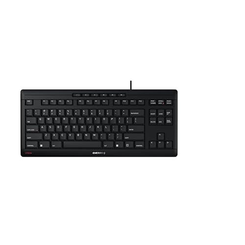 CHERRY Stream Keyboard TKL Wired USB TenKeyLess Compact Version without Number Pad. Silent Keystroke. Ideal for Office and Industrial Use. Compact Black