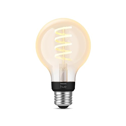 Philips Hue White Ambiance 7W Equivalent 40W Filament G25 Base E26 LED Smart Bulb, Warm-to-Cool White Light, Bluetooth & Zigbee Compatible, Voice Activated with Alexa
