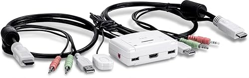 TRENDnet 2-Port HDMI KVM Switch, Control 2 Computers with One Set of Console Controls, Full HD 1080P, HDMI and 3.5 mm Analog Audio, Monitor Switch, Windows and Mac KVM Switch Software, White, TK-215I 2 Port Kit HDMI