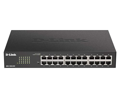 D-Link Ethernet Switch, 24 Port Gigabit Easy Smart Managed Network Internet Desktop or Rack Mountable (DGS-1100-24V2), Black & 8-Port Gigabit Smart Managed Desktop Switch