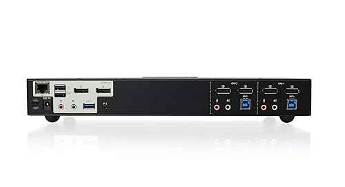 IOGEAR 2-Port 4K Dual View DisplayPort KVMP Switch with USB 3.0 Hub and Audio - 2 Computer(s) - 4096 x 2160-1 x Network (RJ-45) - 6 x USB - Desktop - 6 x DisplayPort - TAA Compliant
