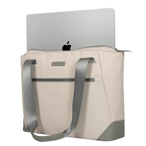 Targus Avila Tote Bag for Women, Fits 15–16” Laptops – Stylish Work Tote, Recycled Material, Water-Resistant, Zippered Pockets, Trolley Strap, French Oak, TBA00113GL