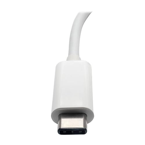 Tripp Lite U436-06N-G-C USB-C-Gigabit Ethernet (GbE) NIC Network Adapter with USB-C PD Charging Port, White GbE + Charging Port