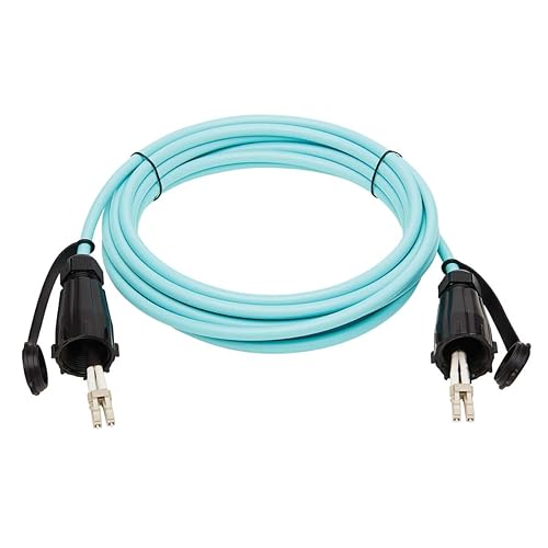 Tripp Lite 10Gb Fiber Patch Cable, Industrial Duplex Multimode 50/125 OM3 Fiber Optic, LC to LC Fiber Cable, IP68, Aqua, 5 m (16.4 ft) (N820-05M-IND)