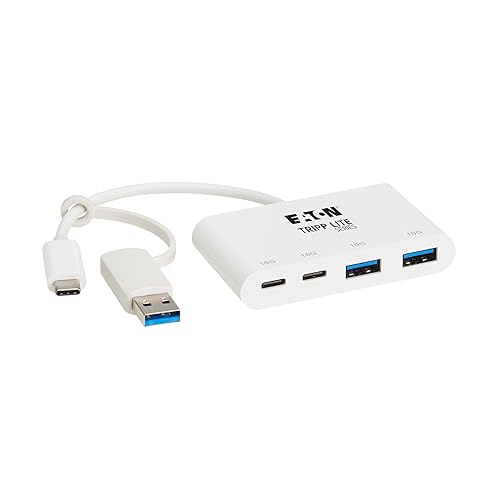 Tripp Lite 4-Port USB-C Hub for Laptop, 2 USB-A & 2 USB-C Ports - USB 3.2 Gen 2 with 10 Gbps Data Transfer, Thunderbolt 3 Compatible, No Software Needed, White, 3-Year Warranty (U460-004-2A2C-3)