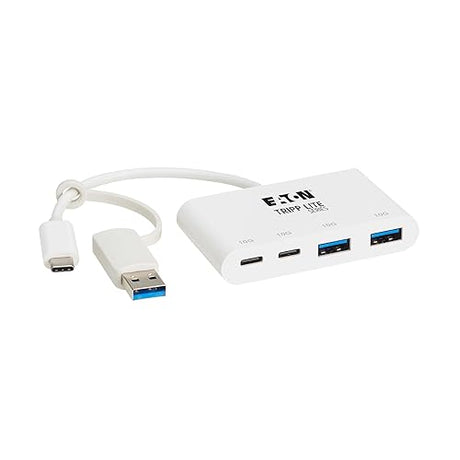 Tripp Lite 4-Port USB-C Hub for Laptop, 2 USB-A & 2 USB-C Ports - USB 3.2 Gen 2 with 10 Gbps Data Transfer, Thunderbolt 3 Compatible, No Software Needed, White, 3-Year Warranty (U460-004-2A2C-3)