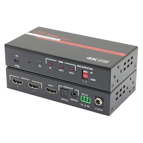 Hall Technologies SP-HD-2B (2-Channel HDMI Splitter with Analog and Optical Audio Output and 4K Support)