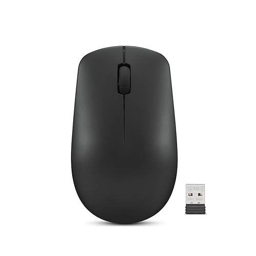 Lenovo 530 Wireless Mouse – Full Size Computer Mouse for PC, Laptop, Windows Computer - 2.4 GHz Nano USB Receiver - Ambidextrous Design - 12 Months Battery Life – Cordless Raven Black