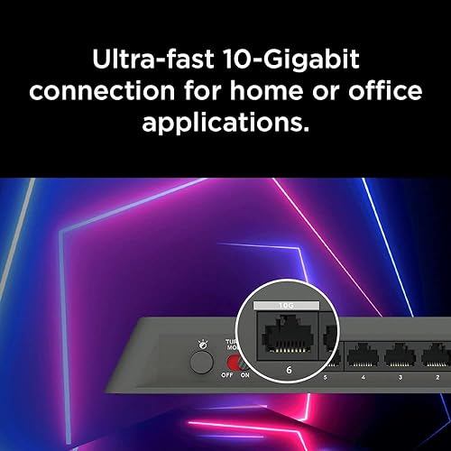 D-Link 6-Port 10GB & 2.5GB Unmanaged Gaming Switch with 1 x 10G, 5 x 2.5G - Multi-Gig, Network, Fanless, Plug & Play, Colored Indicator (DMS-106XT)