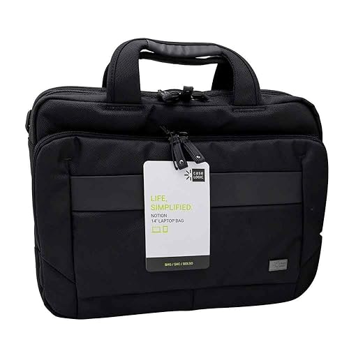 Case Logic NOTIA114 Black Laptop Bag Notion 14 Inch Slim Briefcase