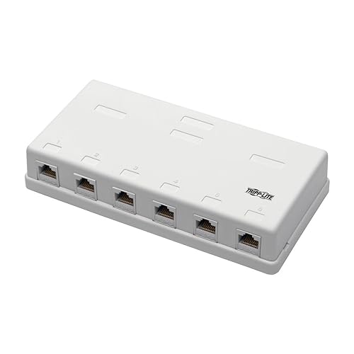 Tripp Lite Pre-Configured Unshielded Cat6 6-Port Surface-Mount Box, 110 IDC, RJ45, White - Surface Mount Box