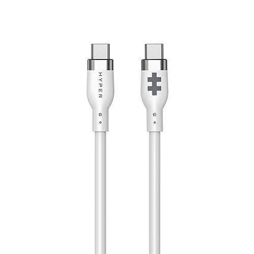 HyperJuice Silicone Charging USB C Cable (1.5m/5ft) w/EcoSmart Silicone Jacket, 60W USB C Charger 3.0 EPR Fast Charge — Tangle-Free USB C Cable 5ft, Withstands 10,000+ Bends (White)