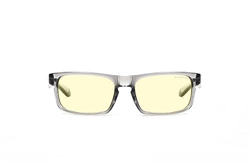 GUNNAR Optiks ENI-06701 Enigma Computer Glasses-Block Blue Light, Anti-Glare, Minimize Digital Eye Strain-Prevent Headaches, Reduce Eye Fatigue and Sleep Better Amber Lens Gray Crystal