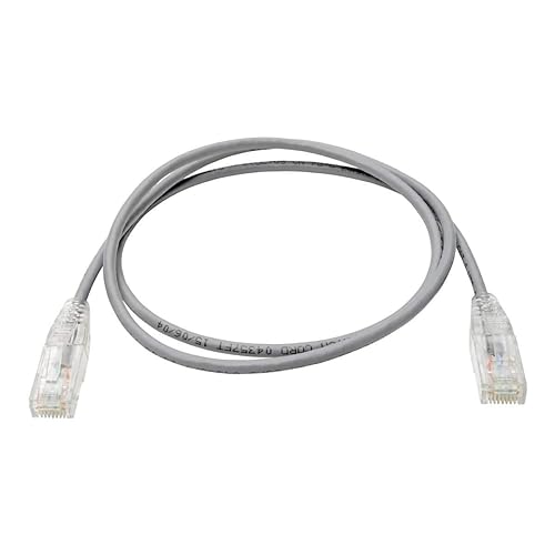Tripp Lite Cat6 Gigabit Patch Cable, RJ45 M/M, Gigabit, Snagless, Molded, Slim, Gray, 3 ft. (N201-S03-GY) Gray 3 ft.
