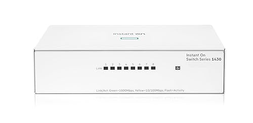 HPE Networking Instant On Switch Series 1430 8-Port Gb Unmanaged Layer 2 Ethernet Switch | 8X 1G | Fan-Less | US Cord (R8R45A#ABA) 8G