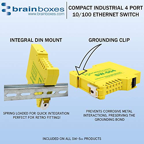 Brainboxes Switch - 4 ports - DIN rail mountable (SW-504)