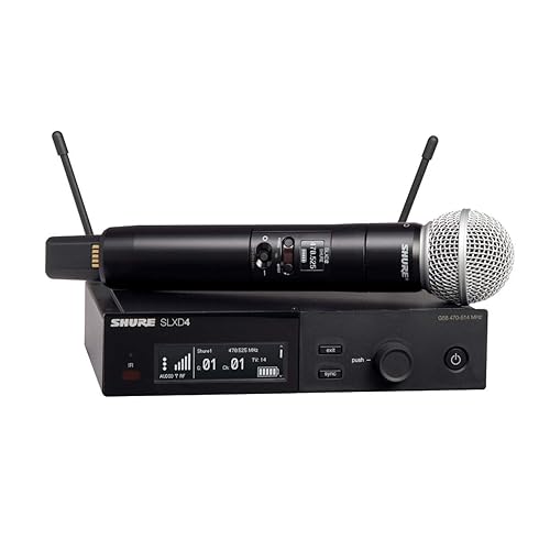 Shure SLXD24/SM58 Digital Wireless Microphone System - Includes SLXD2 Handheld Transmitter with SM58 Vocal Mic Capsule and SLXD4 Single Channel Rack Mount Receiver | G58 Band (SLXD24/SM58-G58) G58 Band (470-514 MHz) G58 Band (470-514 MHz)