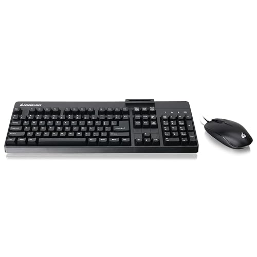 IOGEAR 104-Key Keyboard with Built-in Common Access Card Reader & 3-Button Mouse Combo, TAA Compliant