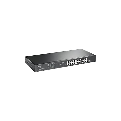TP-Link TL-SG1218MP 16 Port Gigabit PoE Switch 16 PoE+ Ports @250W, w/ 2 Uplink Gigabit Ports + 2 Combo SFP Slots Plug & Play Sturdy Metal Rack-mountable 18 Port w/ 16 PoE+ Port 18 Port | 16 PoE+, 250W