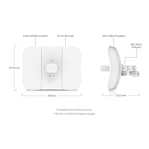 Ubiquiti LBE-5AC-GEN2-US LiteBeam Wireless Bridge 100Mb LAN, GigE, AirMax AC, White