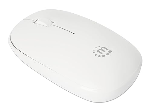 MANHATTAN Wireless Mouse, 2.4G with USB-A Plug Slim Portable Computer Mouse with Nano Receiver for PC, Laptop, Computer, Notebook (White) - 190329