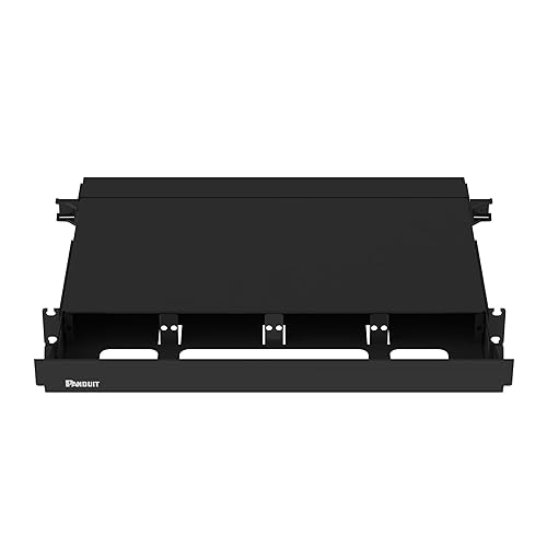 Panduit Opticom Rack Mount Enclosure, 1 RU, 4 FAP/Cassette Slots, Black Steel, FRE1UBL