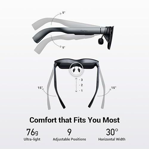 RayNeo Air 2 AR Glasses - Smart Glasses with 201 Micro OLED, Ultra-fast 120Hz, 600nits Brightness, 1080P Video Display Glasses, and Work on Android/iOS/Consoles/PC - Formerly TCL NXTWEAR