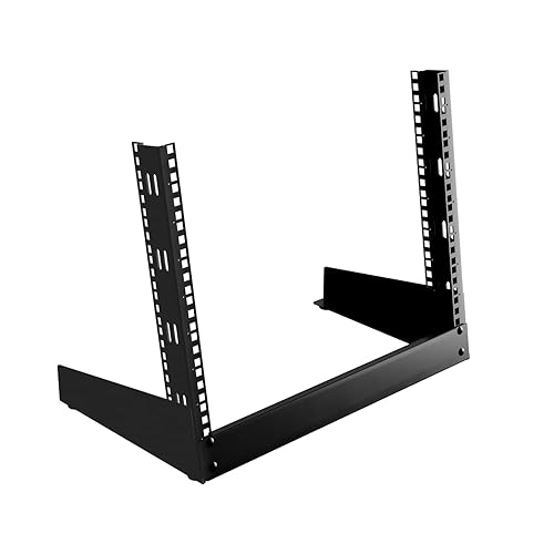 IOGEAR 8U 19 Open Frame Desktop Rack, 110 lb Capacity for AV/Network/Data/IT Equipment, GRDH8U
