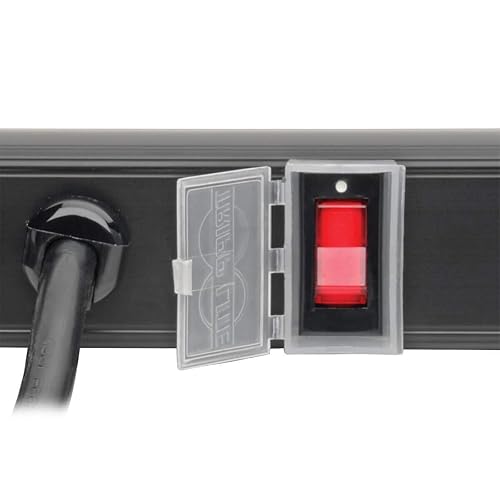 Y417U Tripp Lite 4 Right-Angle Outlet Power Strip, 6 Ft. Long Cord, Right-Angle 5-15P Plug, 24 Inches, 120V, Metal, Black (PS2404RA06B)