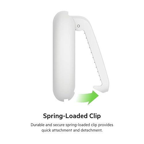Belkin Apple AirTag Secure Holder with Clip - AirTag Holder - Durable Scratch Resistant AirTag Case - Apple Air Tag Case with Spring Loaded Clip - Attach to Backpack, Clothing, and Luggage - White