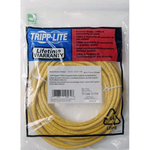 Tripp Lite 2ft Cat6 Patch Cable M/m Yellow Gigabit Molded Snagless Pvc Rj45