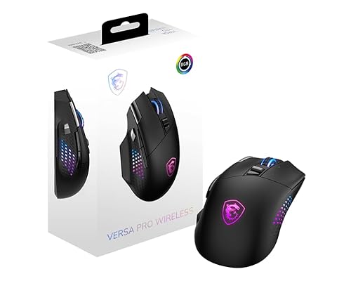 MSI Versa PRO W Gaming Mouse, 26000 DPI, 70M+ Clicks, OMRON Optical Micro Switch, Optical Sensor, Ergonomic Ambitextrous Hand Design, RGB Light