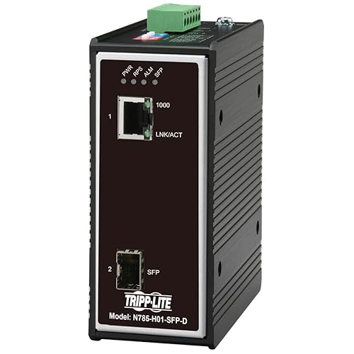 Tripp Lite Industrial Heavy-Duty Network Copper Ethernet to Fiber Optic SFP Transceiver Media Converter Extender, SFP to RJ45, 10/100/1000 Mbps, IP30 House, DC Power, 2-Year Warranty (N785-I01-SFP-D) Industrial Housing Open SFP / DC Power Variable
