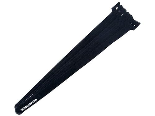 Monoprice 106489 13-Inch Hook and Loop Fastening Cable Ties, Black