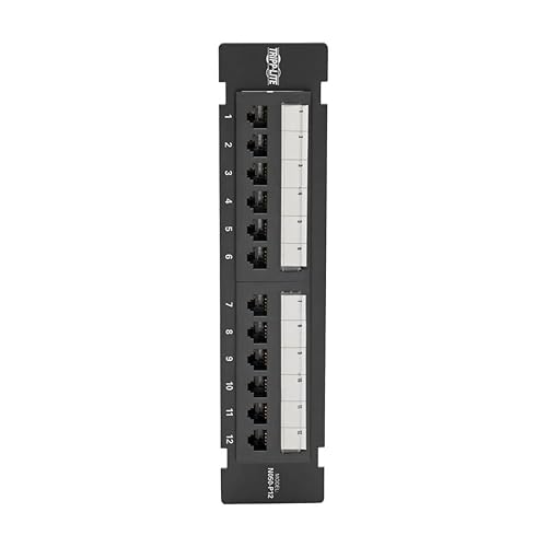 Tripp Lite Cat5/Cat5e Wall-Mount PoE-Plus Compliant Patch Panel 12-Port 110/Krone 568A/B RJ45 Ethernet TAA