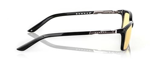 Gunnar Optiks HAU-00101 Haus Full Rim Advanced Computer Glasses with European Modernistic Detailing and Amber Lens Tint, Onyx Frame Finish