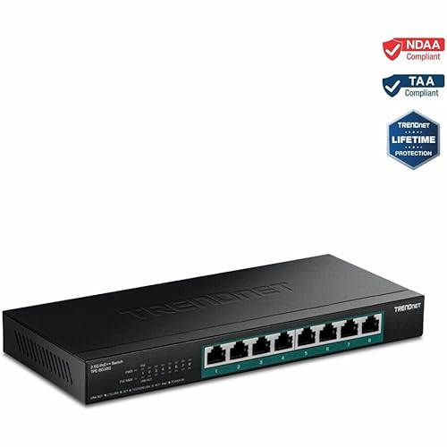 TRENDnet 8-Port 2.5G PoE++ Switch, TPE-BG380, 8 x 2.5GB PoE++ Ports, 230W Poe Power Budget, 40Gbps Switching Capacity, NDAA + TAA Compliant, Lifetime TRENDnet Protection