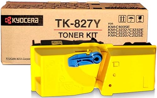 Kyocera TK827Y (1T02FZAUS0) Yellow 7000 Page Yield Toner Cartridge for KM-C2520 KM-C2525 KM-C3225 KM-C3232 KM-C4035 Multifunction Printers