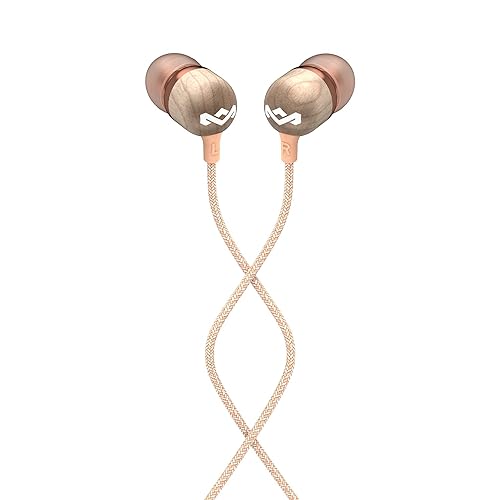 House of Marley | Smile Jamaica Wired in-Ear Headphones - in-line Microphone with 1-Button Remote | Noise Isolating | Durable | Tangle Free Cable | Copper