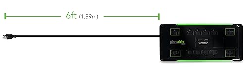 Plugable 12 Outlet Power Strip 4320 Joules Surge Protection, Built-in 10.5W 2-Port USB Charger for Android and Apple Phones, Mobile Devices, 6 Foot Cord 6ft Black