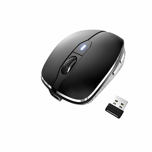 Cherry MW 8C Advanced Wireless Designer Mouse with USB-C Charging. Adjustable Resolution (600,1000,1600,or 3200 DPI) Long-Lasting 2.4GHz Wireless Through Mini Receiver and Bluetooth