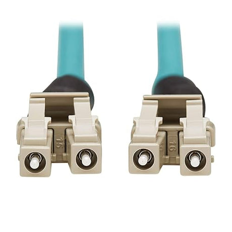 Tripp Lite 10Gb Fiber Patch Cable, Industrial Duplex Multimode 50/125 OM3 Fiber Optic, LC to LC Fiber Cable, IP68, Aqua, 5 m (16.4 ft) (N820-05M-IND)