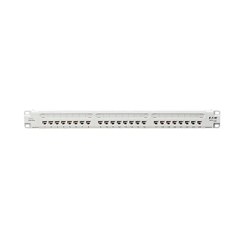 Tripp Lite Series 24-Port Patch Panel 1U Rack Mount, Cat6 RJ45 Ethernet, 4PPoE / 4 PoE++ Compliant, 110/Krone, 568A/B Termination, TAA Compliant, White, Lifetime Manufacturer's Warranty (N252-P24-WH)