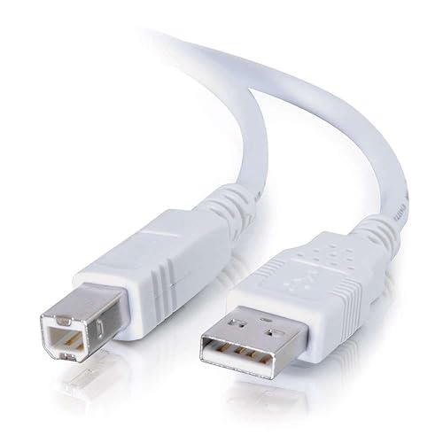 C2G 13401 USB Cable - USB 2.0 A Male to B Male Cable, White (16.4 Feet, 5 Meters)
