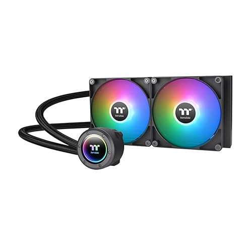 Thermaltake TH280 ARGB Sync V2 CPU Liquid Cooler/AlO Liquid Cooling/Fan 140mm*2/PWM 500~2000 RPM/Mirror Waterblock/MB ARGB Sync Control, CL-W375-PL14SW-A ARGB V2 280mm Black