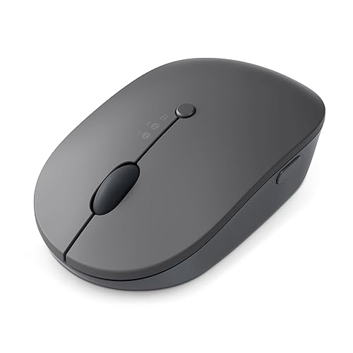 Lenovo Go Multi-Device Wireless Mouse, 2.4GHz Nano USB-C Receiver, Bluetooth, Adjustable DPI, USB-C Rechargeable Battery, Qi Wireless Charging, Ambidextrous, GY51C21211, Grey Multi-Device Mouse