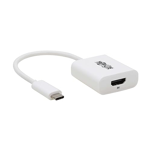Tripp Lite USB-C to HDMI Adapter, 8K @ 60Hz, 6-inch Cable, Windows & Mac Compatible, Male-to-Female, HDR 4:4:4, HDCP 2.3, Plug-and-Play No Software Needed, White, 1-Year Warranty (U444-06N-HD8K6W)